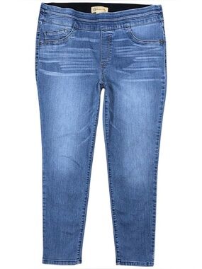 Democracy Jeans Pull On Ankle Skinny Ab Technology Medium Blue Stretch Womens 14